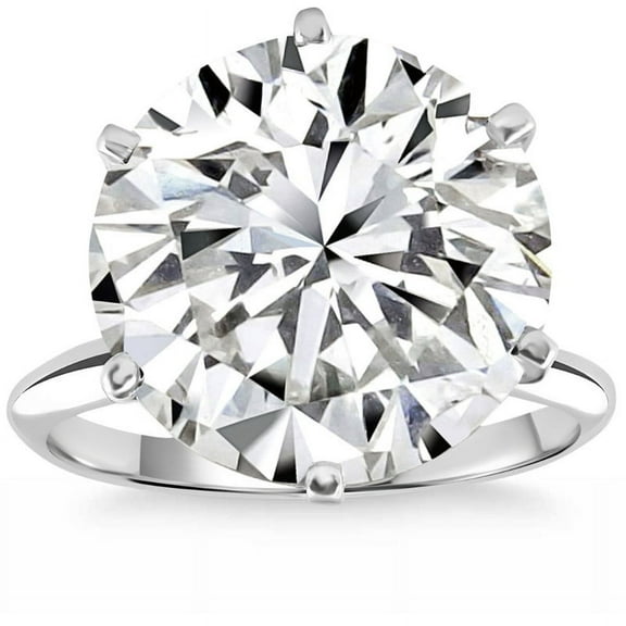Lina Jewel 2 Ct Round Cut Lab Grown VVS1/D White Diamond Ring - 14K White Gold Plated Band - Solitaire Engagement Wedding Jewelry - Gift Ring for Wife - Elegant Look