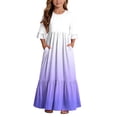 thumbnail image 2 of ersvoioy Girls Summer Party Dress Gradient Print Ruffle Cap Sleeve Round Neck A-Line Flowy Hem Sundress 4-14 Years, 2 of 7