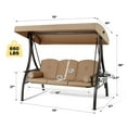thumbnail image 3 of Homrest Outdoor Porch Swing with Adjustable Canopy, Steel Frame, and Brown Cushions, 3 of 10