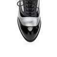 thumbnail image 3 of YDN Women's Almond Toe Wingtip Oxfords Stiletto High Heels Selftie Retro Modern Style Chic Daily Looks Casual Office Pumps Shoes Size 5 Black and Silver, 3 of 4