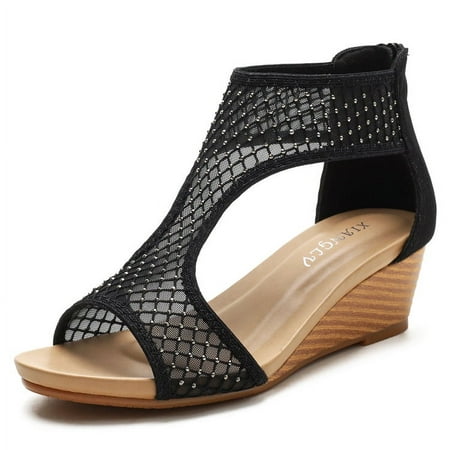 

Bohemia Wedge Sandals for Women Open Toe Casual Summer Roman High Heel Breathable Beach Sandals