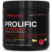 PEScience Prolific Pre Workout, Raspberry Lemonade, 40 Scoop, Energy Supplement with Nitric Oxide