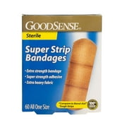 Sterile Super Strip Bandages, All One Size, Extra Strength Bandage, Super Strength Adhesive, Extra Heavy Fabric, 60/each count