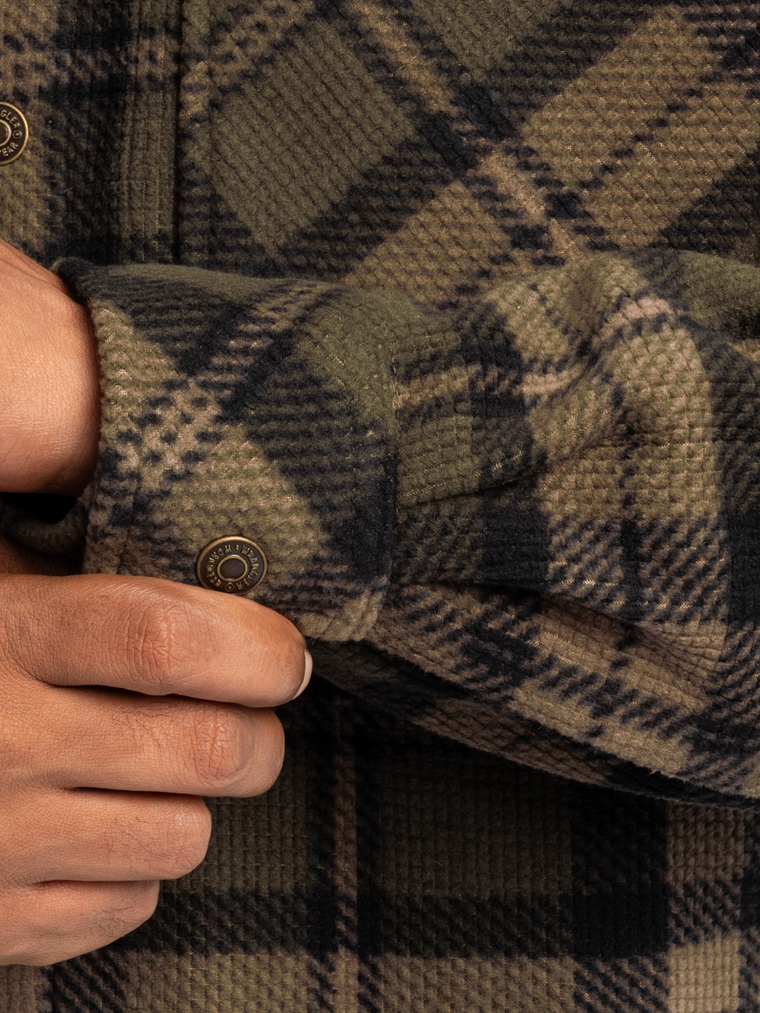 Wrangler Workwear Men's Button-up Bonded Flannel Texture Long Sleeve Overshirt, Size S-3XL