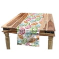 thumbnail image 1 of Colorful Table Runner, Delicious Watercolor Pattern with Doughnuts Hand Drawn Yummy Tasty Pastries Bakery, Dining Room Kitchen Rectangular Runner, 3 Sizes, by Ambesonne, 1 of 2