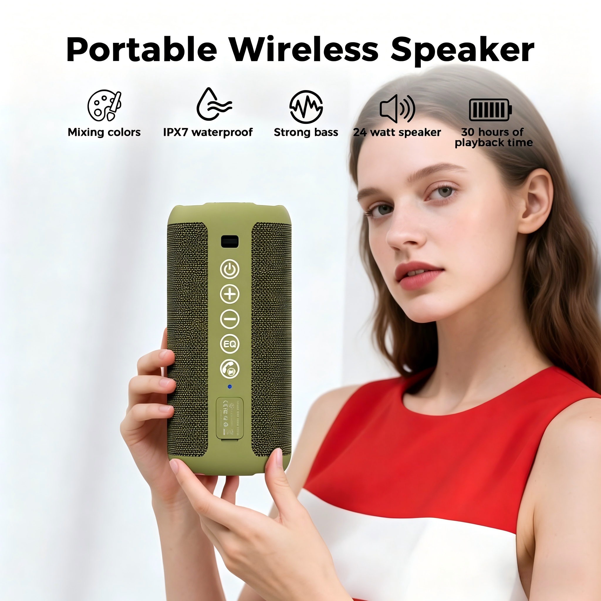 Ortizan Rugged Portable Bluetooth Speaker, IPX7, 24W, 30H photo 7
