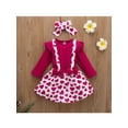 thumbnail image 2 of Blotona Baby Girls Valentine's Day Outfit Long Sleeve Ruffle Tops Heart Suspender Skirt Headband, 2 of 9