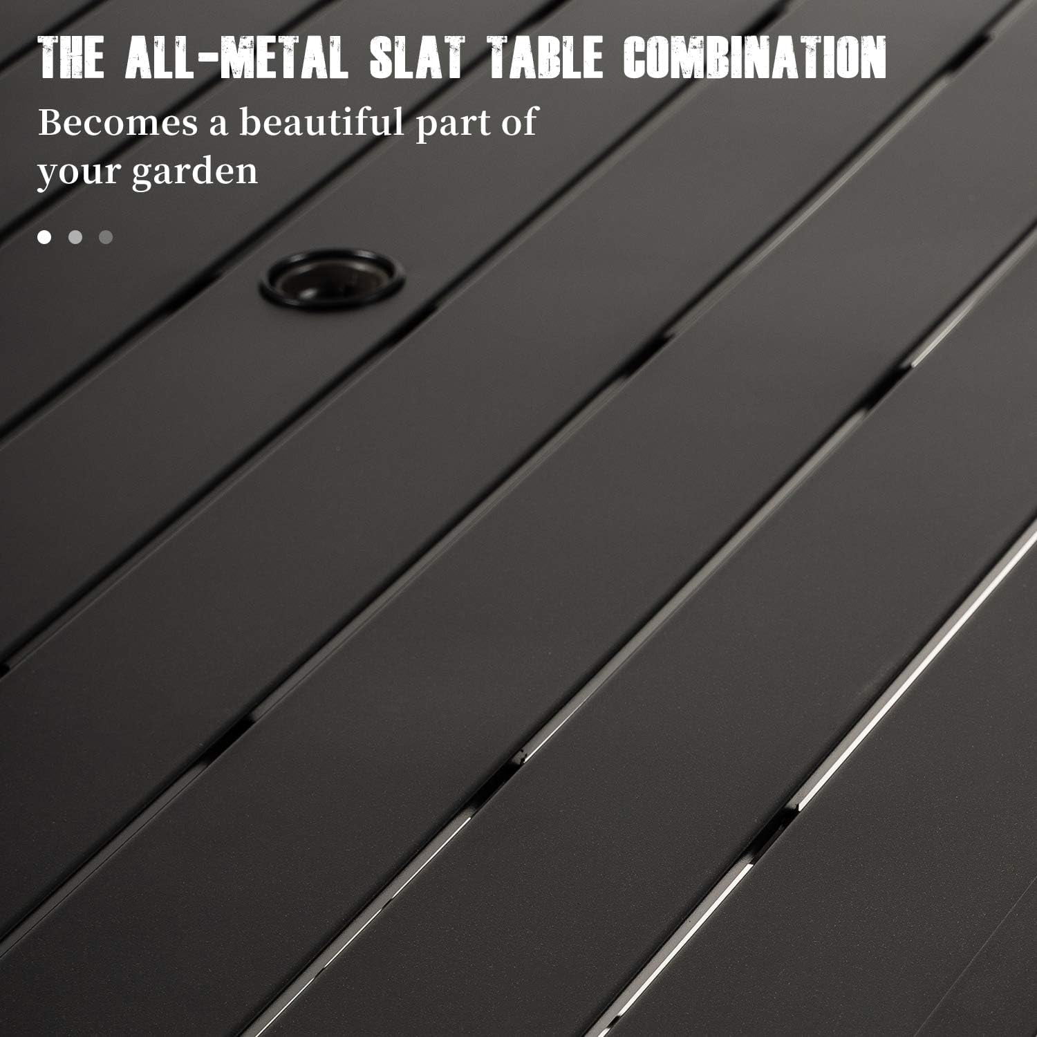 Suncrown 5-Piece Metal Outdoor Patio Dining Set with Square Table, Black