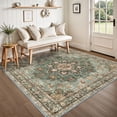 thumbnail image 2 of General Washable 5x5 Rug Square - Ultra Soft Living Room Area Rug Under Sofa Non-Slip Rugs for Bedroom Dining Room - Stain Resistant Farmhouse Decor for Family with Pets & Kids (Green, 5x5), 2 of 12