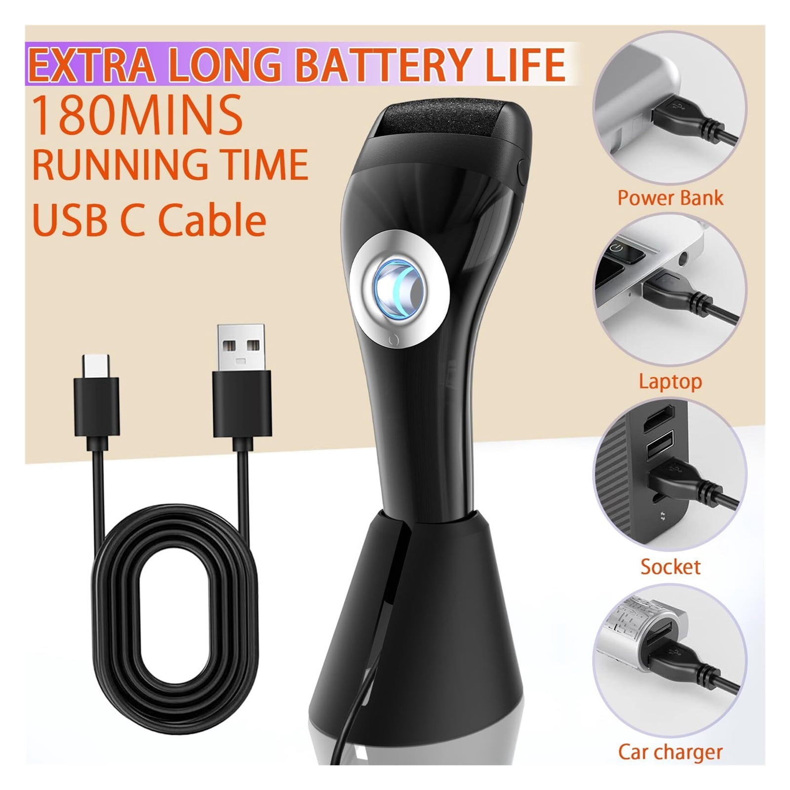 Upgraded Rechargeable Foot Callus Remover, Professional Electric Foot File, 10 in 1 Pedicure Tools Foot Care Kit Pedi Feet Care for Dead, Hard Cracked Dry Skin Ideal Gift (Black)