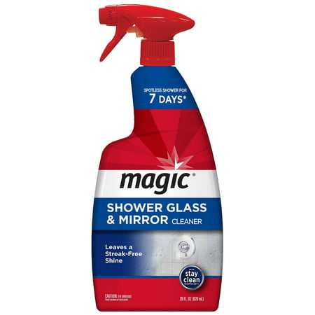 Magic American Glass Cleaner Magic Shower Door Cleaner-28 Ounce-Removes Soap Scum Mildew and Mold Get a Crystal Streak-Less Shine, 28 oz. (Best Thing To Remove Soap Scum From Shower Doors)