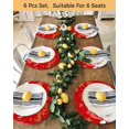 thumbnail image 4 of 13 Inch Round Placemats Set of 6, Red Santa Christmas Non Slip Heat Insulation PP Table Mats, Xmas Snowflake Washable Place Mats for Kitchen Dining Party Table Decor, 4 of 7
