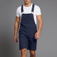 thumbnail image 6 of Homenesgenics Men's Shorts Casual Solid Color Multi-Pocket Drawstring Cropped Pants Blue S, 6 of 8