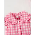 thumbnail image 5 of 2T Baby Girls Dress Toddler Girls Summer Plaid Dress 3T Girls Flying Sleeve Lapel Dress with Headband Pink, 5 of 7
