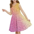 thumbnail image 2 of Liquidation d'Économies d'Été! WRKEKC Robe d'Été pour Fille, Robe Décontractée pour Fille, Robe d'Été Sans Manches à Encolure Ronde avec Imprimé à Paillettes pour Fille, Robe pour Enfant de Taille Moyenne avec Taille Cintrée 7 Ans, 2 of 7