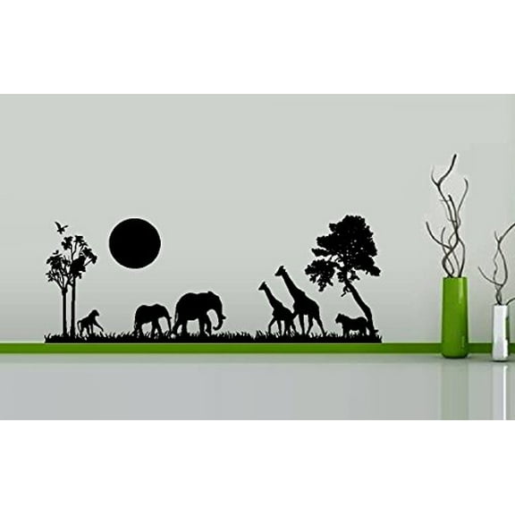 SAFARI SCENE #2 ~ WALL DECAL, HOME DECOR 20" X 52" Large