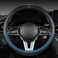 thumbnail image 6 of Universal 15 Inches Nappa Leather Steering Wheel Cover, Fashionable Sporty Style, Black and White, 6 of 9