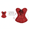 thumbnail image 6 of GIRLQUEEN Women Vintage Jacquard Strapless Corset , Women Sweetheart Neck Ruffle Trim Waist Cincher Bustier with Bow Decor, Party Daily Wear,Red, 6 of 9