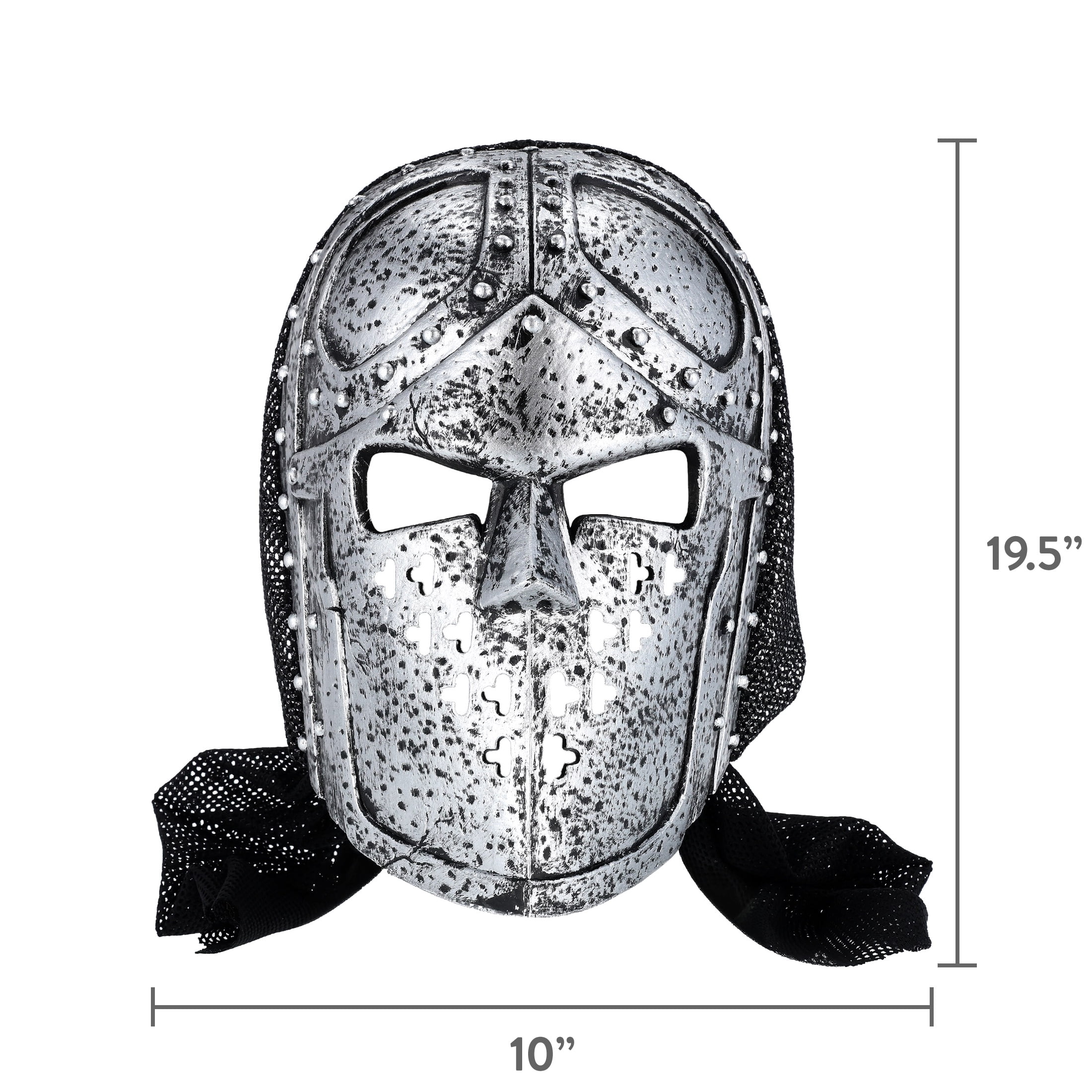 Iron Knight Mask Costume Accessory for Adults, Silver and Black, Halloween by Way To Celebrate