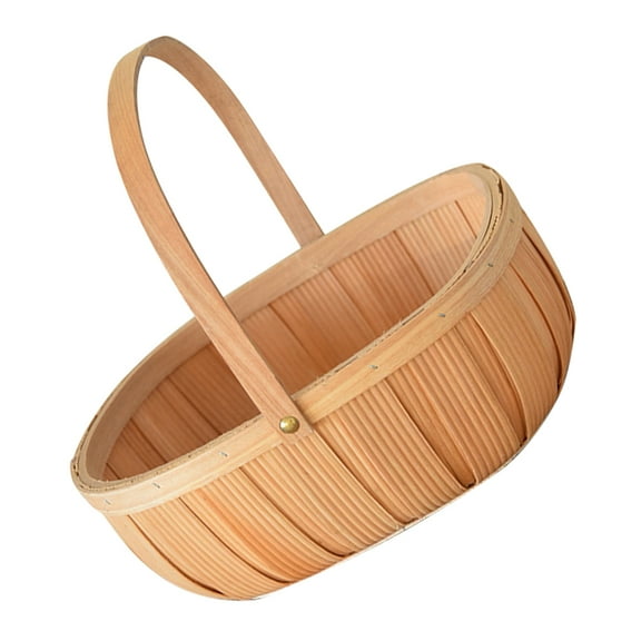 OULII Egg Collection Basket Handwoven Basket Khaki Bamboo Portable 1Pcs