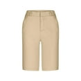 thumbnail image 4 of Mohiass Chino Bermuda Shorts for Women Summer Trendy Pull On Knee Length High Waisted Comfy Stretchy Long Shorts Khaki 3XL, 4 of 4