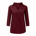 thumbnail image 7 of STETMN Women's 3/4 Sleeve Shirts V Neck Flowy Business Tops Casual Loose Work Blouse, 7 of 7