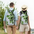 thumbnail image 6 of Balery Watercolor Green Leaves Vintage Canvas Backpack for Men and Women - Large Capacity, Durable Travel Laptop Bag for School, Work, Hiking, and Outdoor Activities, 6 of 7