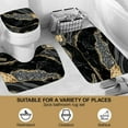 thumbnail image 4 of 4-piece Marble Shower Curtain Set Bathroom Set with Shower Curtain, Toilet Seat Carpet U-shaped Toilet Seat, 4 of 12