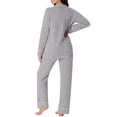 thumbnail image 6 of MINTREUS Women's Soft Cloud Fleece Pajama Sets Long Sleeve Button Down Pjs Ultra-Plush Brushed Microfleece Sleepwear Lounge Sets with Pockets, 6 of 9