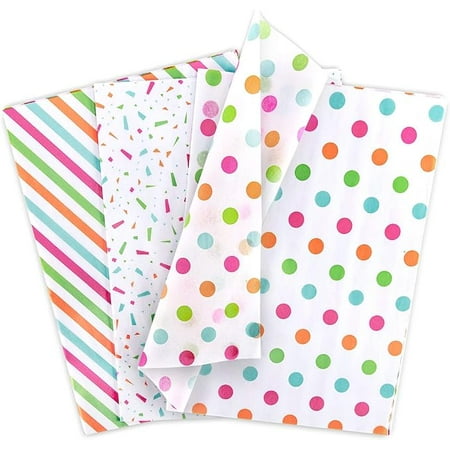 Whaline Tissue Paper Bulk Dots Stripe Wrapping Paper Rainbow Art Paper for Birthday DIY Party Crafts Weddings (60 Sheets, 3 Styles)