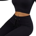 thumbnail image 3 of Jumpingount Mallas acanaladas para mujer, pantalones de Yoga con cordón de rayas sin costuras para Fitness, mallas inferiores de cintura alta para Prendas para la parte inferior del cuerpo Negro Jumpingount AP019312-03, 3 of 6
