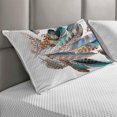 thumbnail image 2 of Feathers Quilted Pillowcover, Vaned Types and Natal Contour Flight Bird Feathers and Animal Skin Element Print, Standard King Size Accent Pillow Cover for Bedroom, 36" x 20", Teal Brown, by Ambesonne, 2 of 2