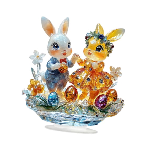 WLPZXP Easter Bunny Desktop Statue 2D Flat Acrylic Ornament Modern Cartoon Figurine for Style C