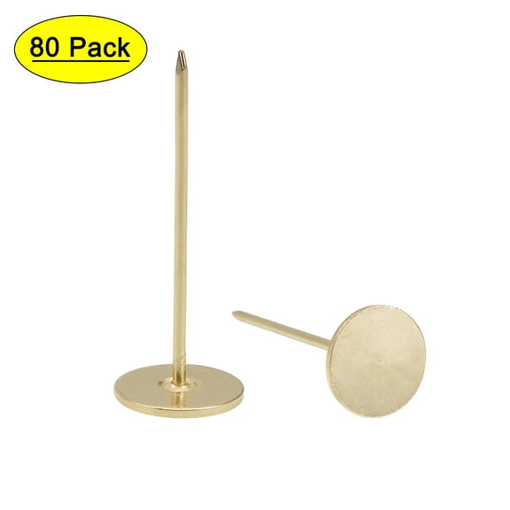 Uxcell 18mmx50mm Flat Head Furniture Nails Gold Tone Upholstery Nails Tacks 80 Pack