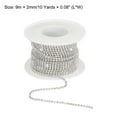 thumbnail image 2 of Uxcell 10 Yard 2mm Crystal Rhinestone Diamond Close Chain Trim for Sewing,Crafts,White Gems White Base, 2 of 5