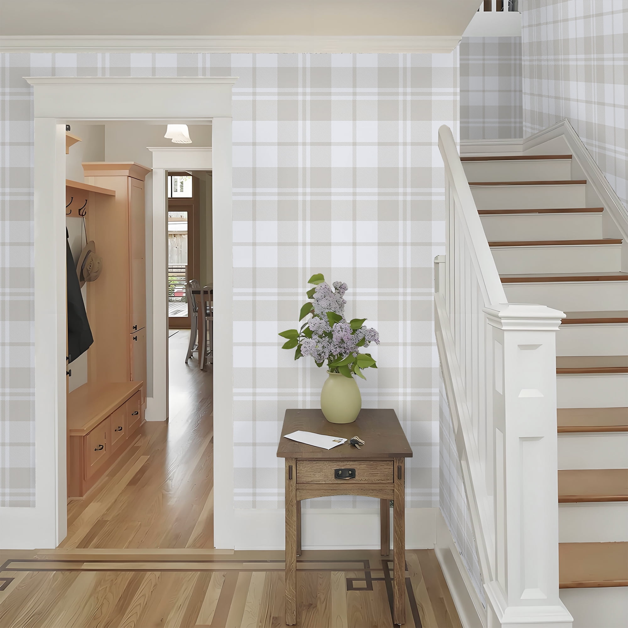 Abyssaly Plaid Peel and Stick Wallpaper 17.3 in × 393 in Modern Wall Paper Self-Adhesive Removable Wallpaper for Home Decor