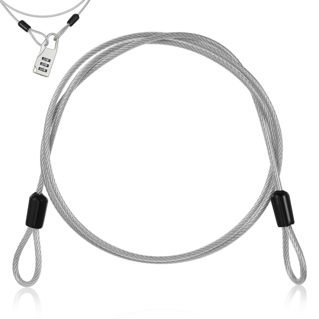GOOHOCHY Candado para bicicleta de acero inoxidable 304 con presillas, cable de seguridad para equipaje con extremos de doble bucle.