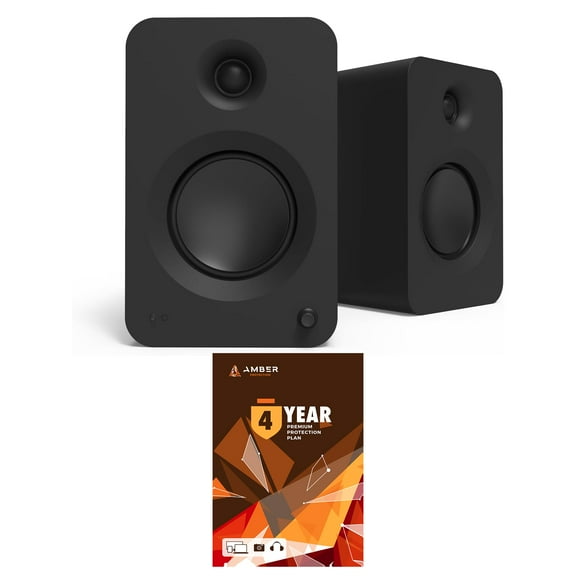 Kanto REN MB Bluetooth Powered Bookshelf Speakers - Matte Black Pair with 4 Year Amber Protection Plan (2024)