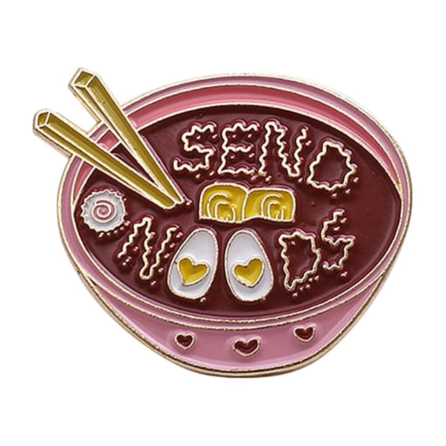 Miangastore 1Pc Cartoon Ramen Pin Enamel All-purpose Bowl Brooch Alloy Brooch(Dark Red)