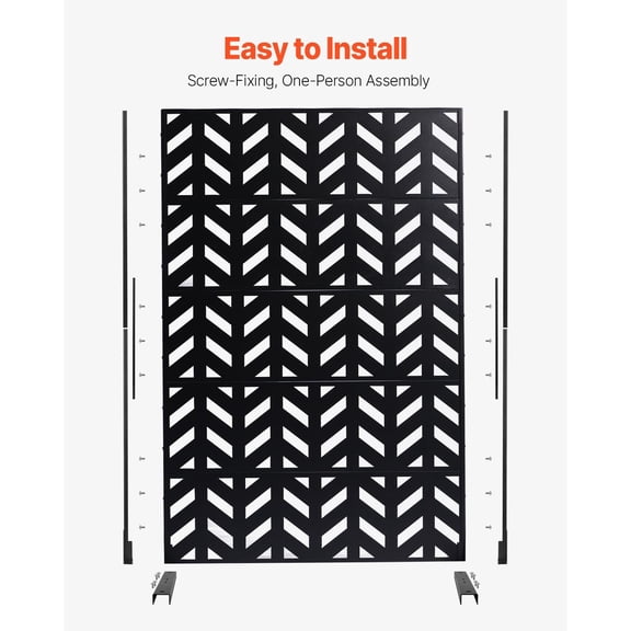 CAFORKP 47" x 72" Freestanding Metal Outdoor Privacy Screen for Patio & Deck - Weather Resistant Decorative Fence Panel with Anti-Rust Finish, for Garden, Yard, or Balcony Wind Break