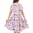 thumbnail image 4 of SGFCWSX Girls Short Sleeve Skater Dress Kids Dinosaur Print Crewneck Swing Dress for Spring Summer Casual Play Pink Size 4-5 Years, 4 of 5