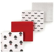 Luvable Friends Hudson Baby Flannel Receiving Blankets 4pk, Mustache Print