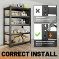 thumbnail image 6 of HOKEEPER Heavy Duty Storage Shelves 5-Tier Adjustable Garage Shelves for Storage 2600LBS, 27.55"W x 11.81"D x 59.84"H with Pegboard Commercial Industrial Shelving Units for Garage Pantry Black, 6 of 11