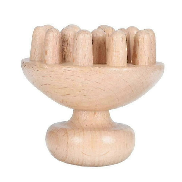 Mushroom-shaped wooden scalp massage brush, relaxing and massaging. Hair care.