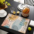 thumbnail image 4 of Orange Boho Abstract and Plant Pattern Summer Placemats Table Placemats Set Of 4-Linen Kitchen Washable Placemats Table Mats 11.8"x17.7" Non-Slip Heat Resistant, 4 of 6