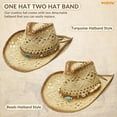 thumbnail image 5 of WHIPPY Cowboy Hat for Men Women Western Cowgirl Hat Wide Brim Straw Hat with 2 Pcs Hatbands, 5 of 7