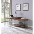 thumbnail image 5 of Milan 53.2" 2-drawer Wood and Glass Rotatable Desk in Walnut/Clear, 5 of 13