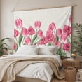 thumbnail image 3 of Pink Tulip Flower Large Tapestry for Bedroom Wall Hanging Tapestry,Spring Floral Leaves Plants Retro Beige Ceiling Backdrop Tapestries Poster Blanket Wall Decor for Teens Room Living Room 86" x 104", 3 of 8