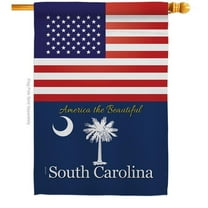 28 x 40 in. USA South Carolina American State Vertical House Flag with Double-Sided Decorative Banner Garden Yard Gift