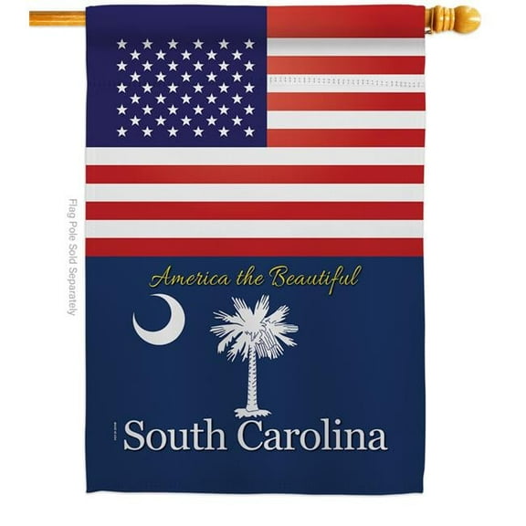 28 x 40 in. USA South Carolina American State Vertical House Flag with Double-Sided Decorative Banner Garden Yard Gift